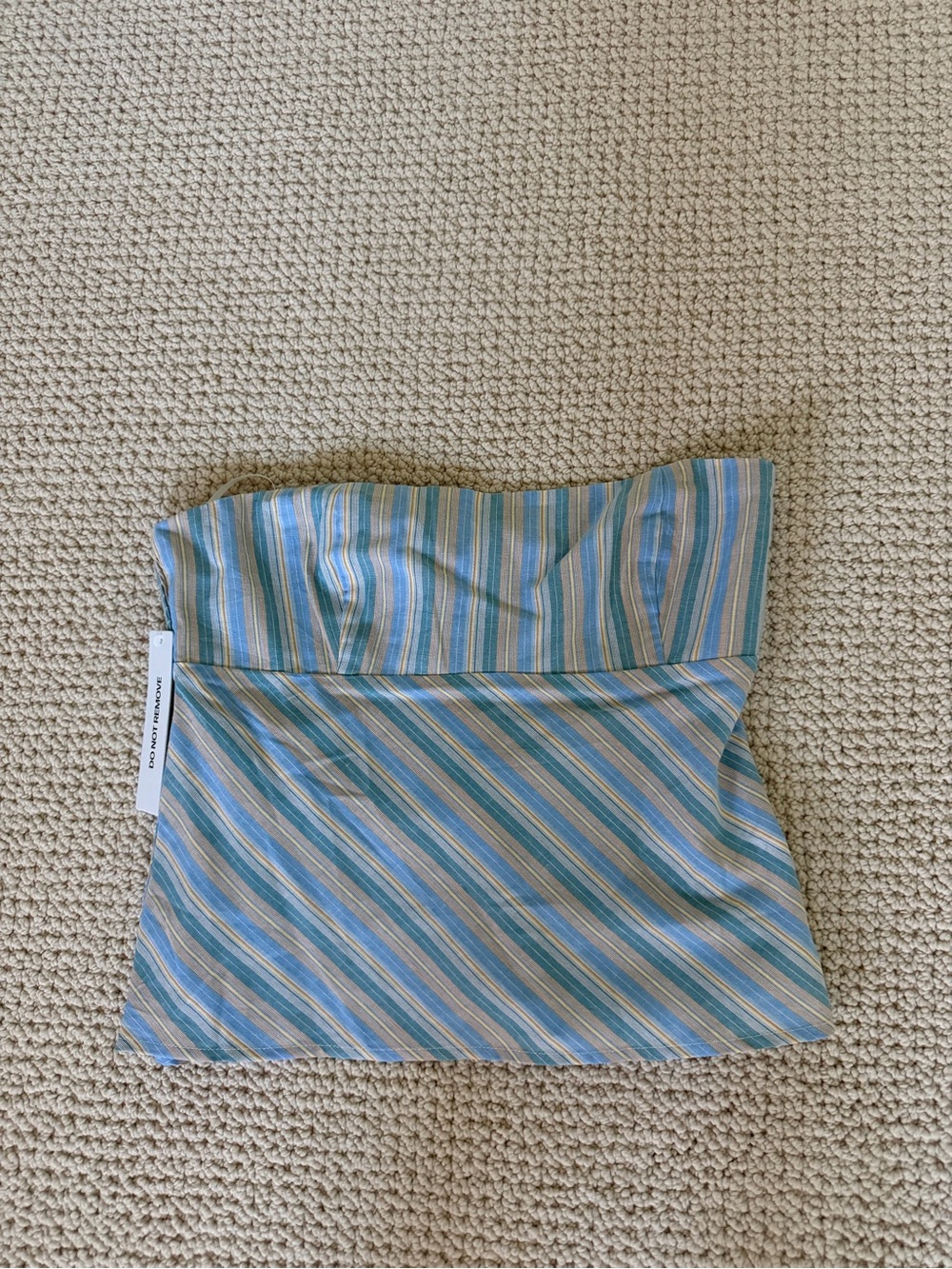 Princess Polly Strapless Diagonal Stripe Bustier Top — Blue & Cream